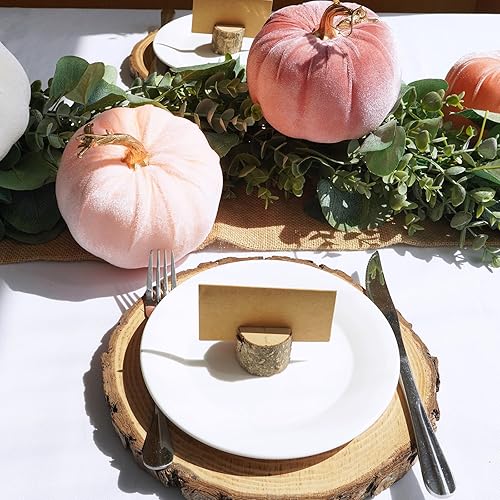 Vista 12 de Winlyn 4 calabazas de terciopelo de cosecha sintética surtidas, calabazas de tela decorativa, calabazas de espuma en naranja óxido y blanco de 5