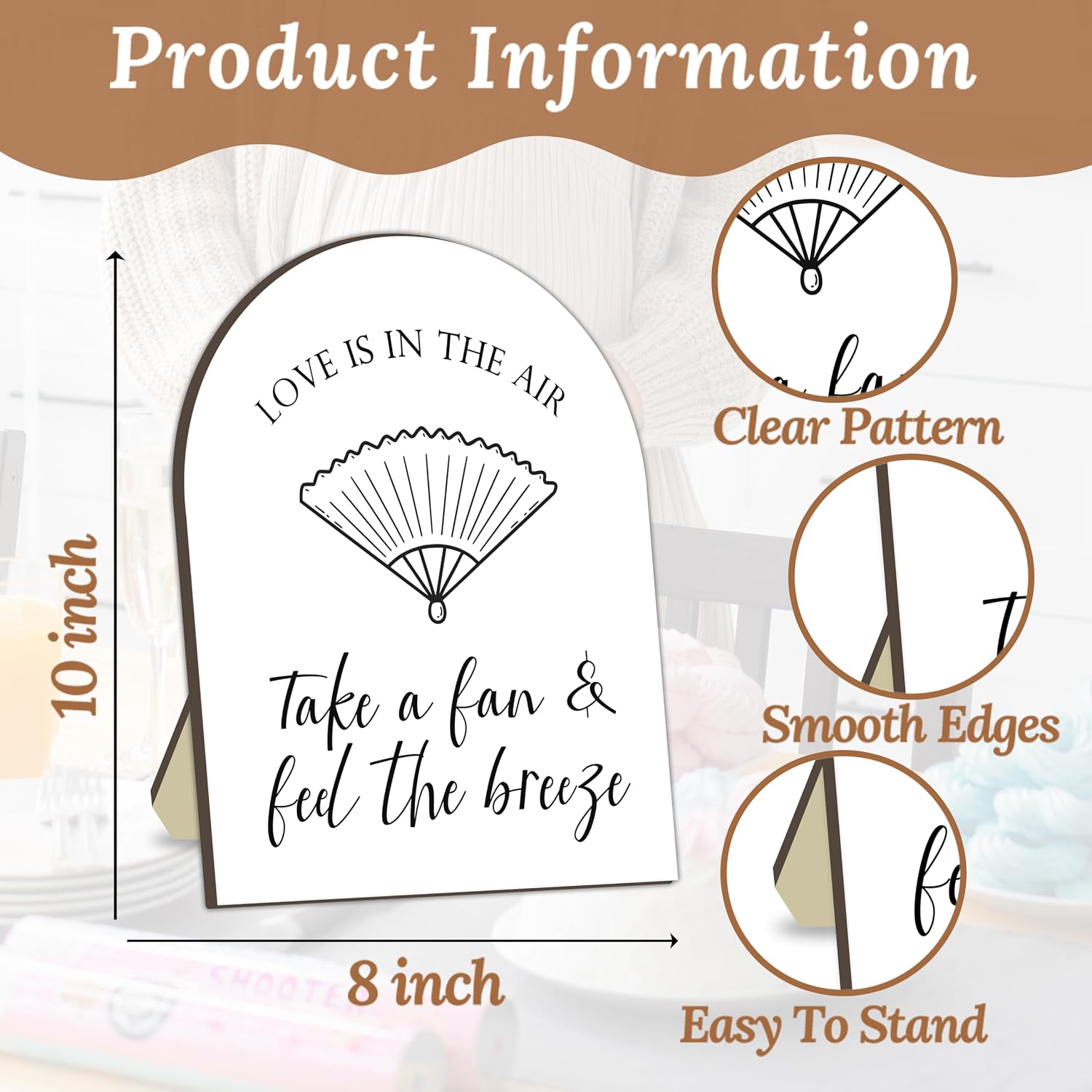 Fan Bar Station Board for Baby Shower, Fan Bar Wooden Welcome Table Sign for Baby Shower, Guest Gift Pickup Sign Decor for Gender Reveal Party, Summer Breeze Party Tabletop Decoration Signs 8x10 In image 2