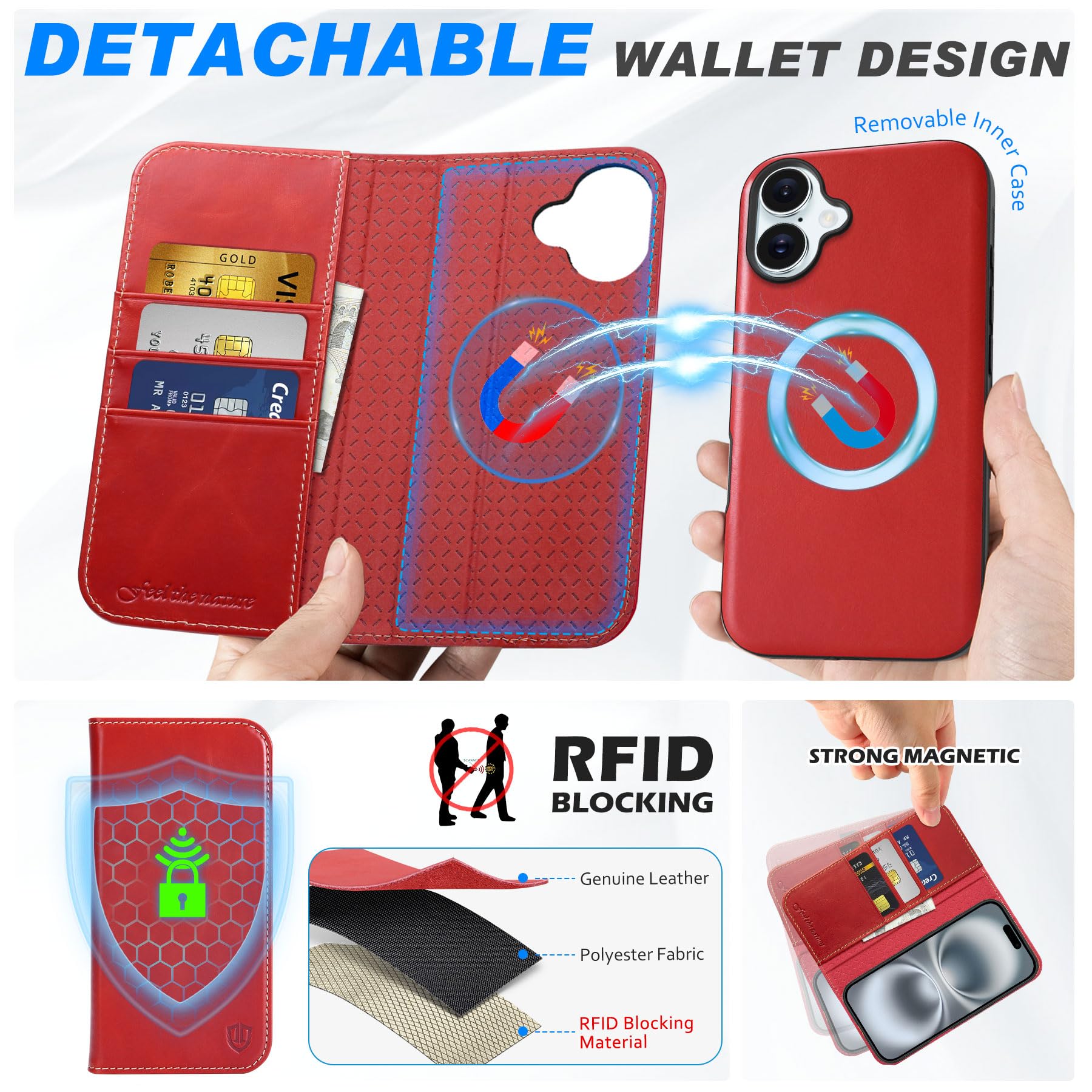 SHIELDON Wallet Case for iPhone 16 Plus 6.7" - Image 3