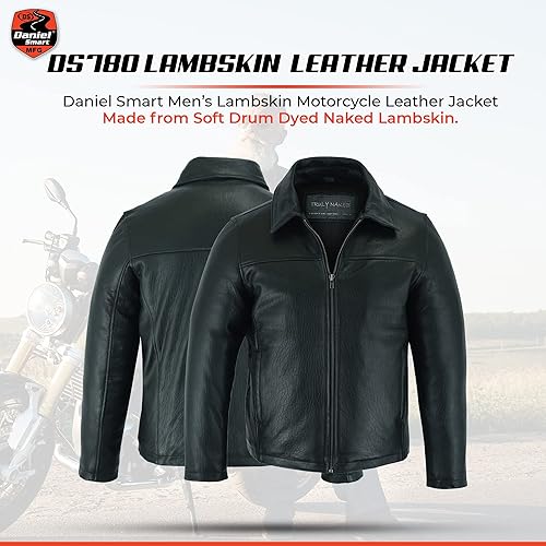 Miniatura 2 de Daniel Smart Mens Motorcycle Leather Jacket Lambskin Leather Jacket for Men with Shirt style Collar & Multipurpose Pockets