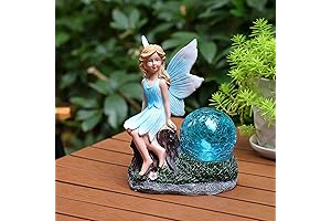 Garden Angel Figurine, Solar Powered Christmas Angels Resin Statue for Home Balcony Yard Garden Decoration