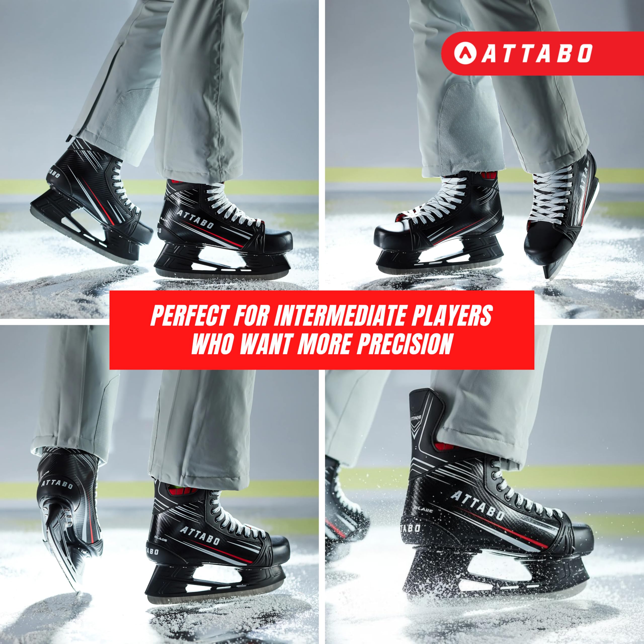Patins de Hockey sur Glace Homme Taille 39 EU Lame Acier Inoxydable Noir