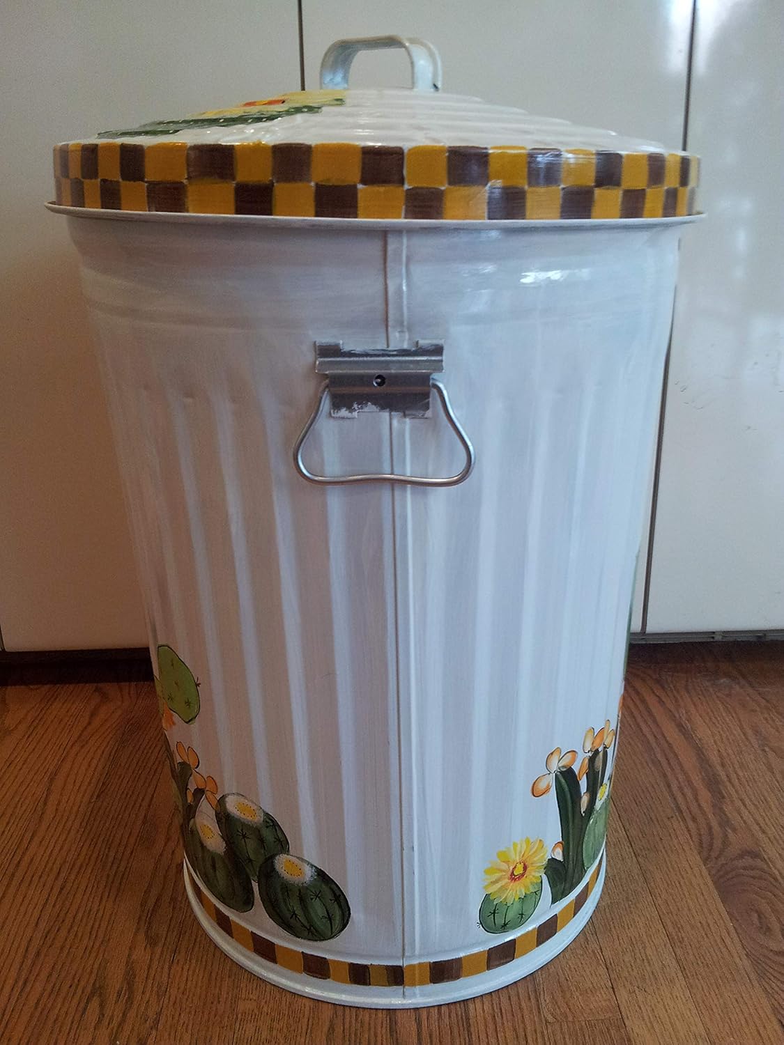 20 Gallon Hand Painted Galvanized Trash Can