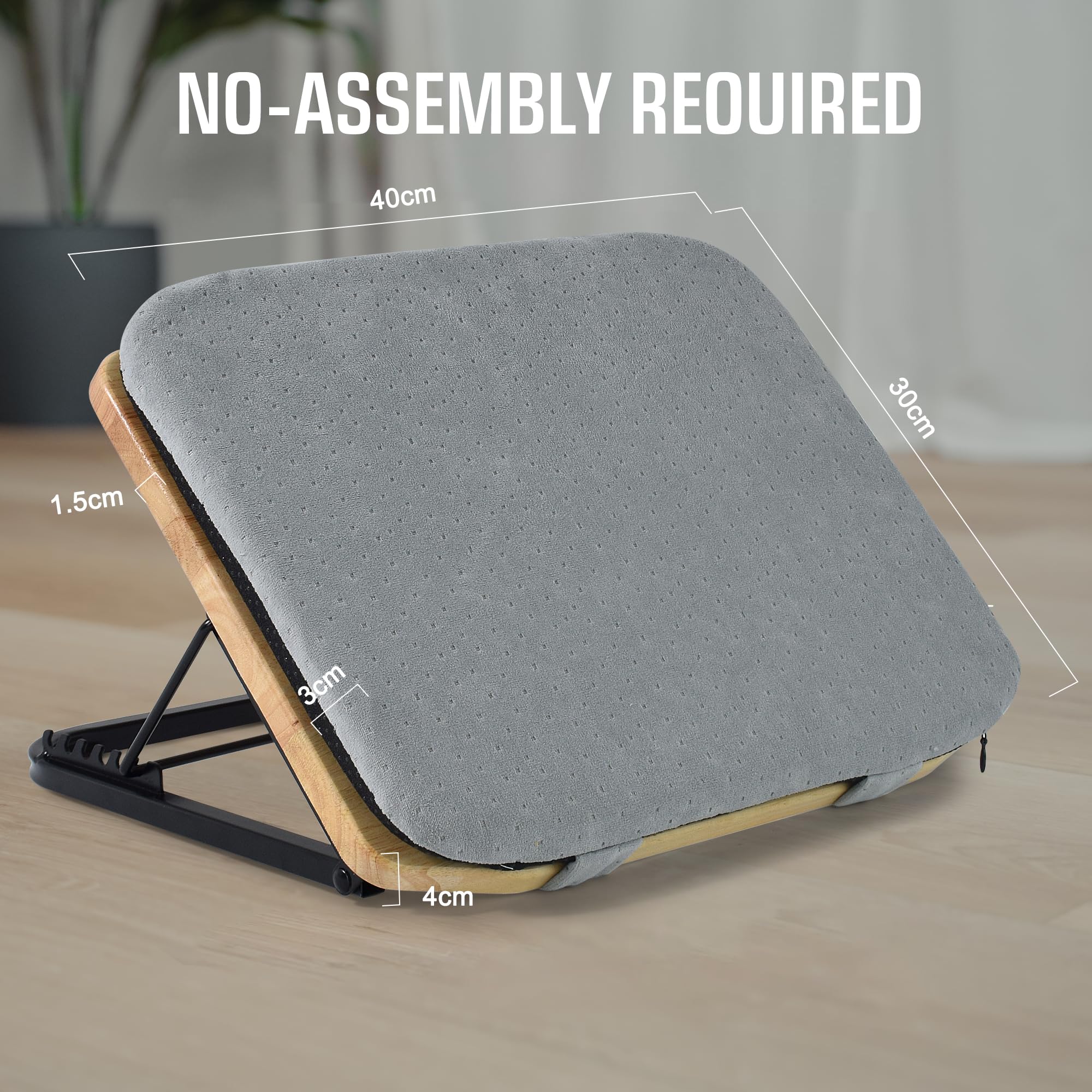 Reposapies de Oficina Madera con 7 ángulos ajustables, Reposapiés ergonómico con relleno de espuma viscoelástica para debajo del escritorio, Reposapiés de madera para debajo del escritorio con alfombr