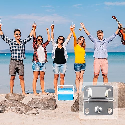 Miniatura 5 de Juego de bisagras de acero inoxidable con tornillos, compatible con refrigeradores Coleman de repuesto 5235 6262 6270 (paquete de 4)