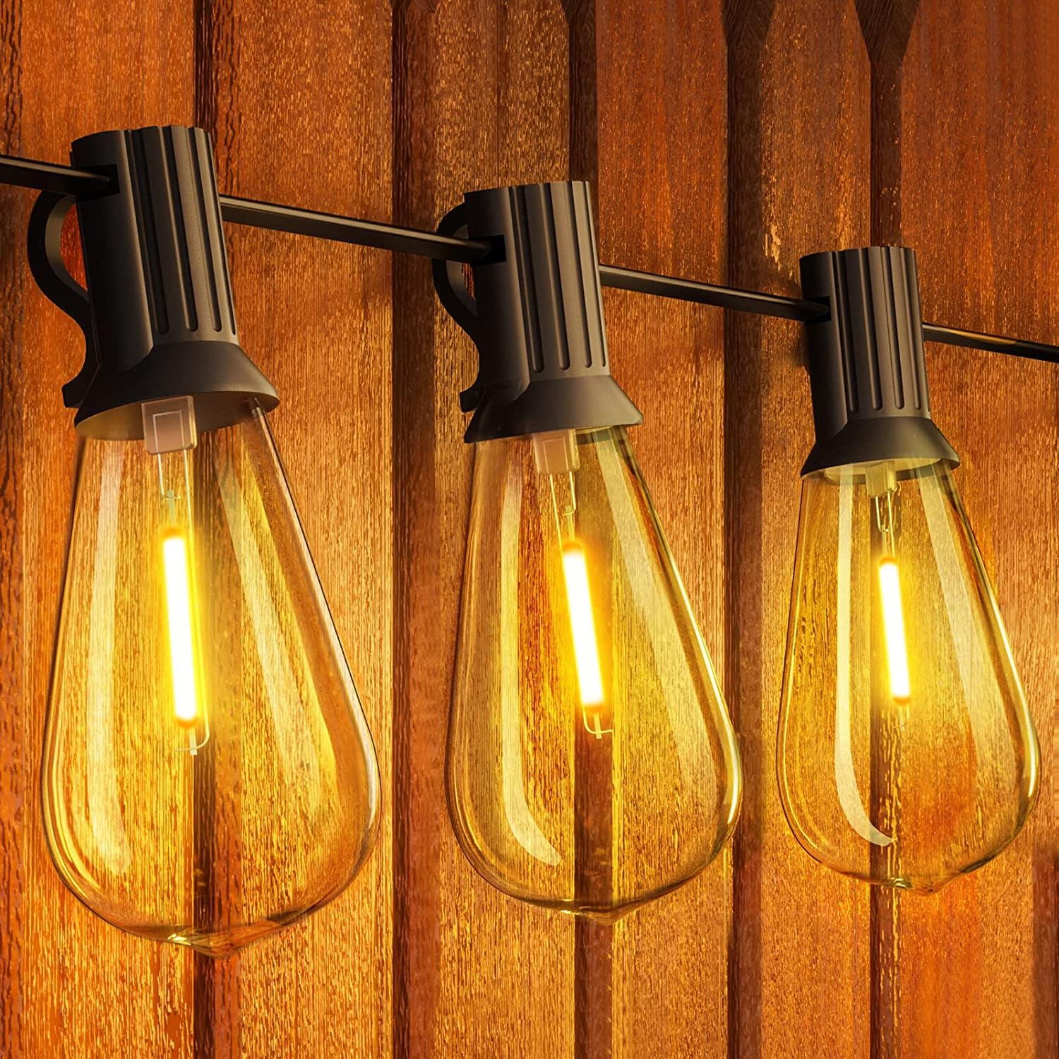 Yuucio Catena Luminosa Esterno LED, 18M Luci da Esterno Giardino, ST38 30+1 Plastica Lampadine, Impermeabile Lucine da Esterno Catene Luminose Esterni per Terrazzo Patio Interno-Bianco Caldo 2700K