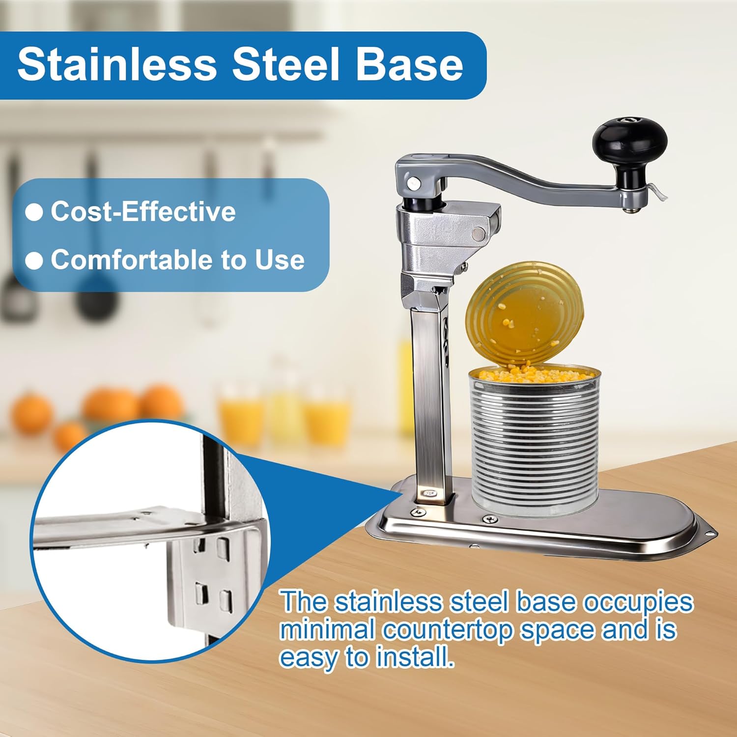 Commercial Can Opener Heavy Duty, Manual Industrial Table Mount Can Opener for #10 Cans, Adjustable Stainless Steel Blade, Fits for 11100, Large Cans, Restaurant Kitchen Use