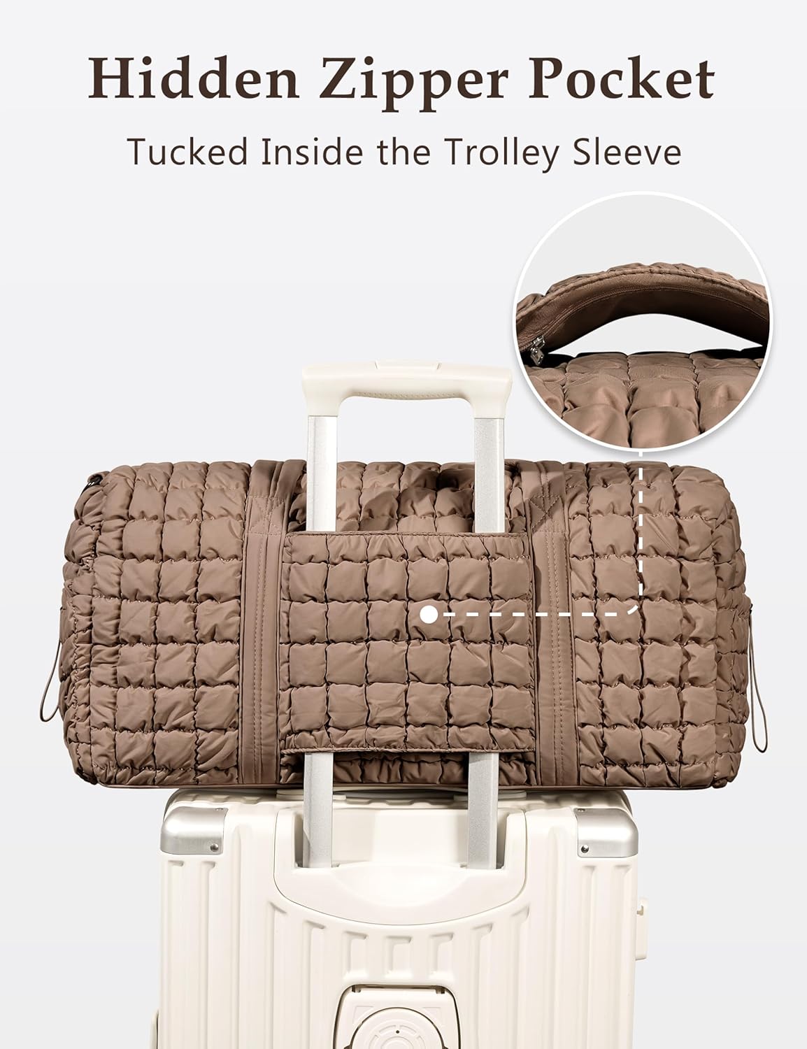 Quilted Travel Duffle Bag for Women Medium Weekender Bag Puffer Overnight Bag Large Soft Puffy Duffel Bag Carry-On Gym Bag Lightweight Personal Item Travel Bag for Trips Business Sport Airplane - Image 5