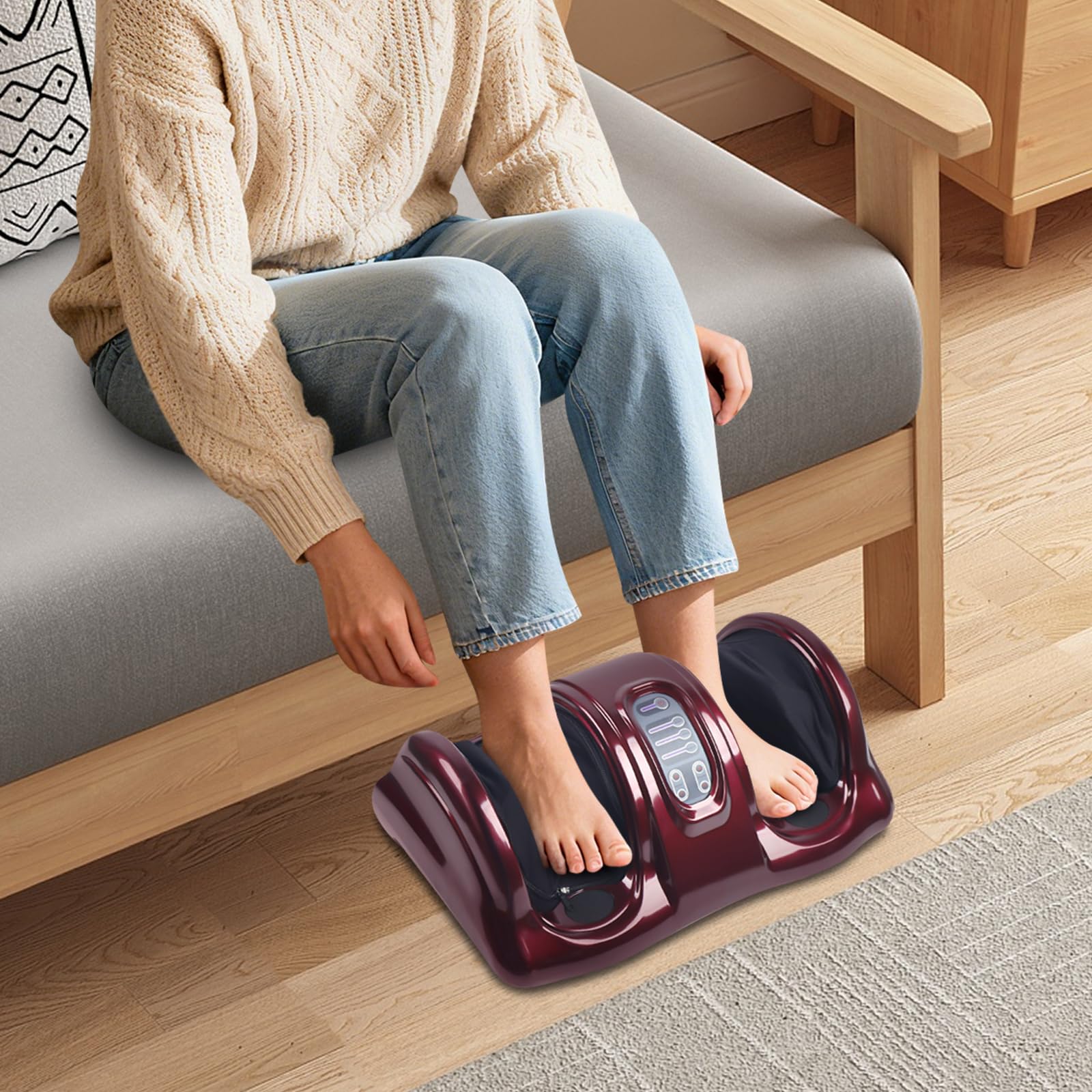 Massaggio Per Piedi 220V 40W, Massaggiatore Piedi Con Impastamento Profondo, Massaggio Piede 3 Velocità, Dispositivo Spa Con Modalità Multiple Per La Cura Del Corpo Degli Uomini, Donne A Casa