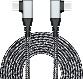 90 Degree USB C to USB C Cable 3M/9FT, Right Angle 60W PD Type C Fast Charging & Data Transmission Nylon Braided Cable, for Type C Devices Laptop/Tablet/Cell Phone(Gray)