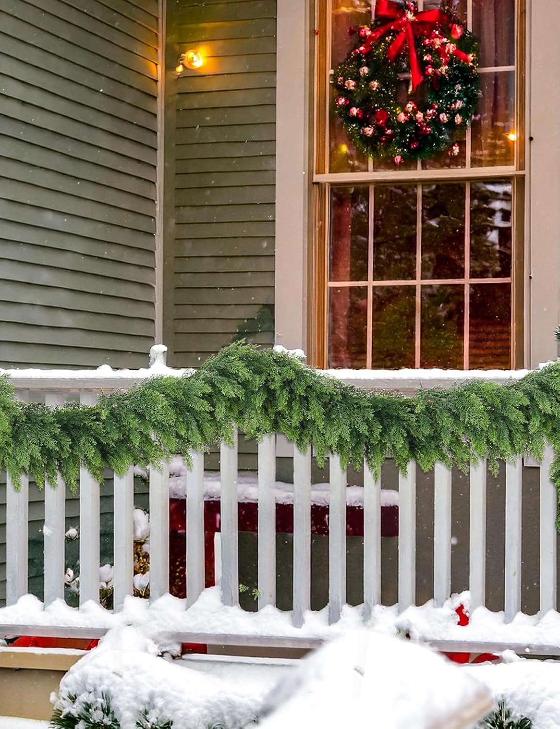 Real Touch Christmas Cedar Garland - Artificial Christmas Garlands Faux Pine Garland for Fireplace,Table, Stairs, Mantle, Window,Indoor Outdoor,Home,Holiday Decor(1 PCS,9 FT)