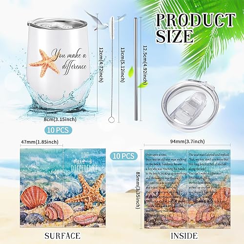 Miniatura 2 de Juego de 10 regalos de agradecimiento, marca la diferencia, regalo de agradecimiento a los empleados, vaso de acero inoxidable de 12 onzas, tarjetas