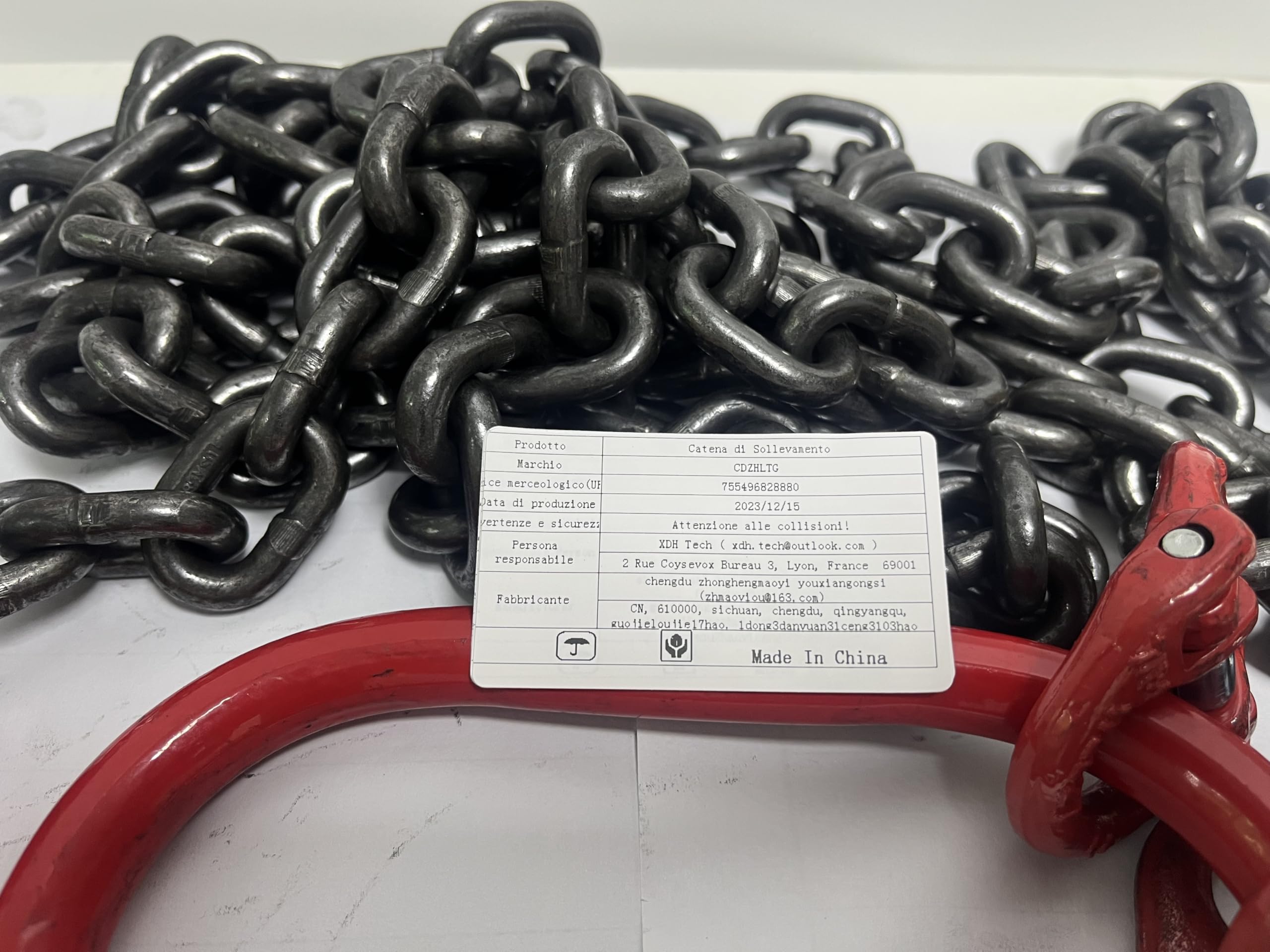 Catena di Sollevamento 3T Imbracatura a Catena di 2 Gambe, Gancio per catena per il trasporto di carichi per Sollevamento o Spostamento di Carichi in Macchinari, 6614 Lbs 1,5M G80 Imbracatura a Catena
