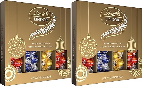 Miniatura 43 de Lindt LINDOR - Caja de regalo navideña de trufas de chocolate surtidas con centro de trufas de chocolate suave que se derrite, 10.1 onzas