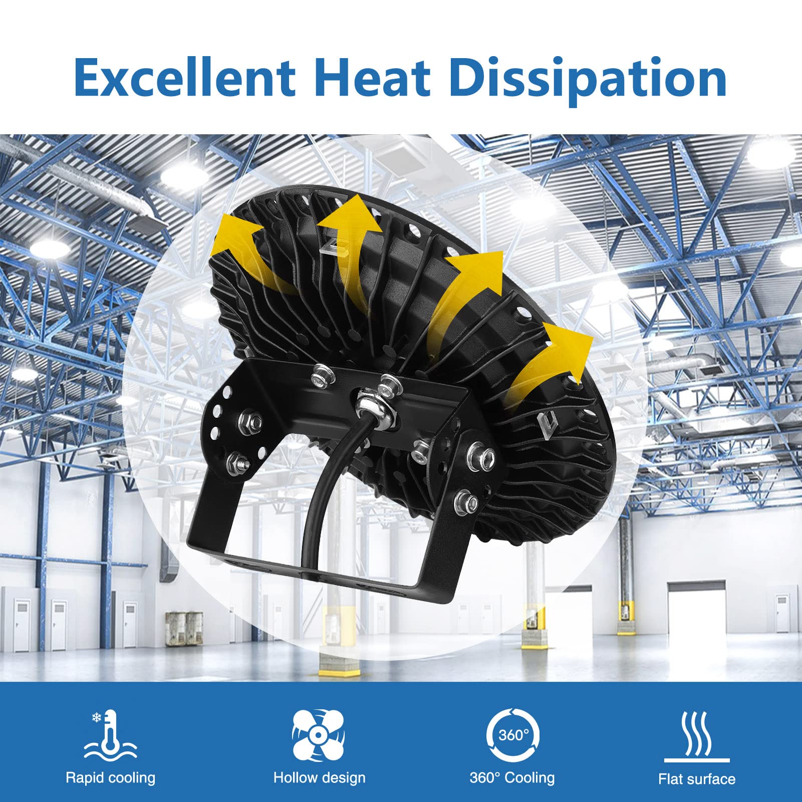 Viugreum UFO LED High Bay Light 200W 20000LM 5500K UFO Lights Warehouse Lighting IP65 Waterproof LED Lights Commercial — view 5