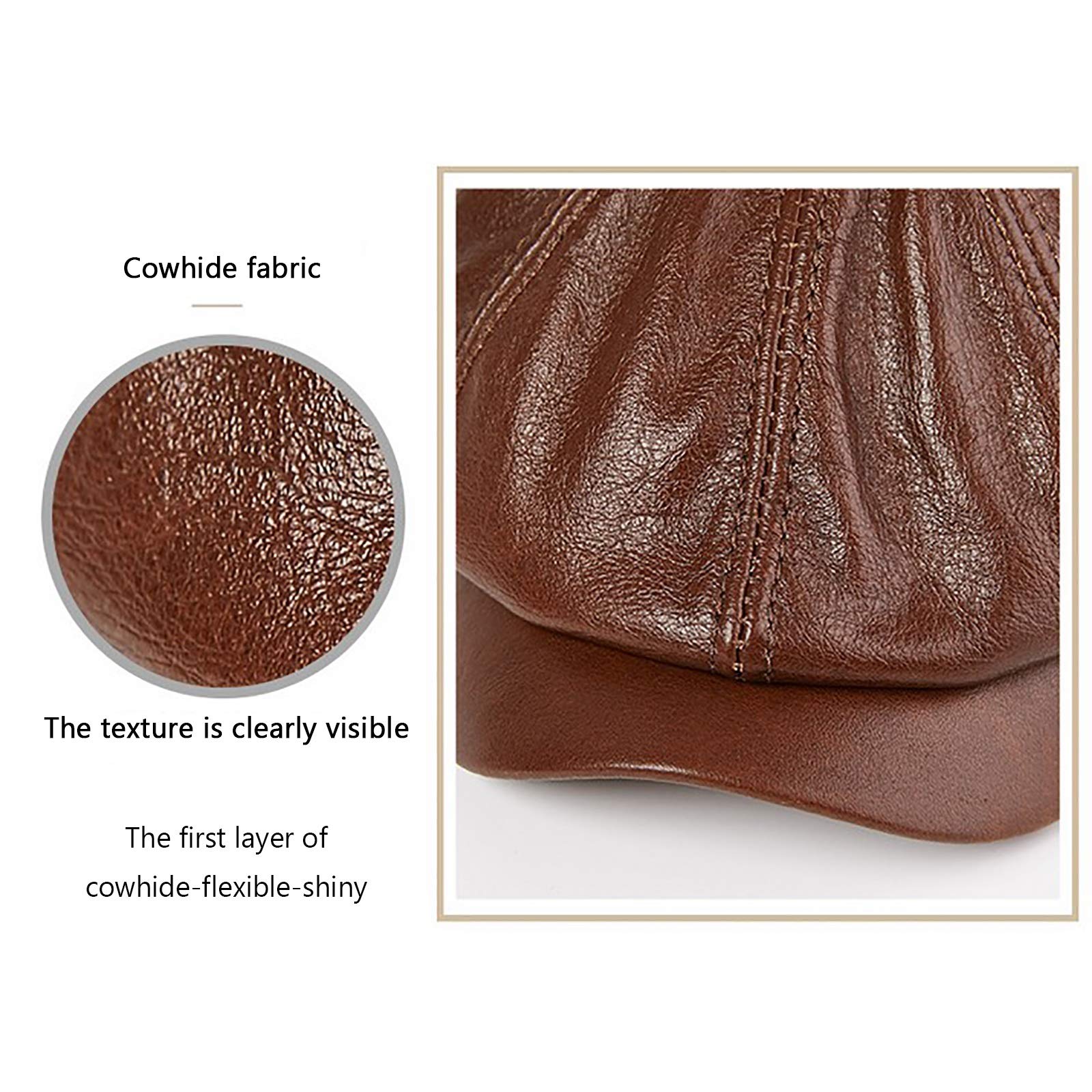 G&F Uomini Pelle Cappello Berretto Ivy Caps Pelle Bovina Cappello Strillone Autunno Inverno