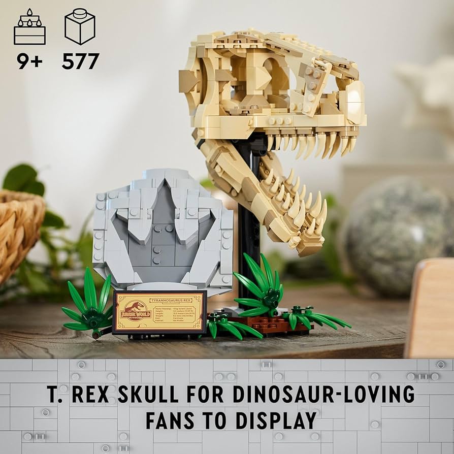 LEGO Jurassic World Dinosaur Fossils: T. rex Skull Toy for 9