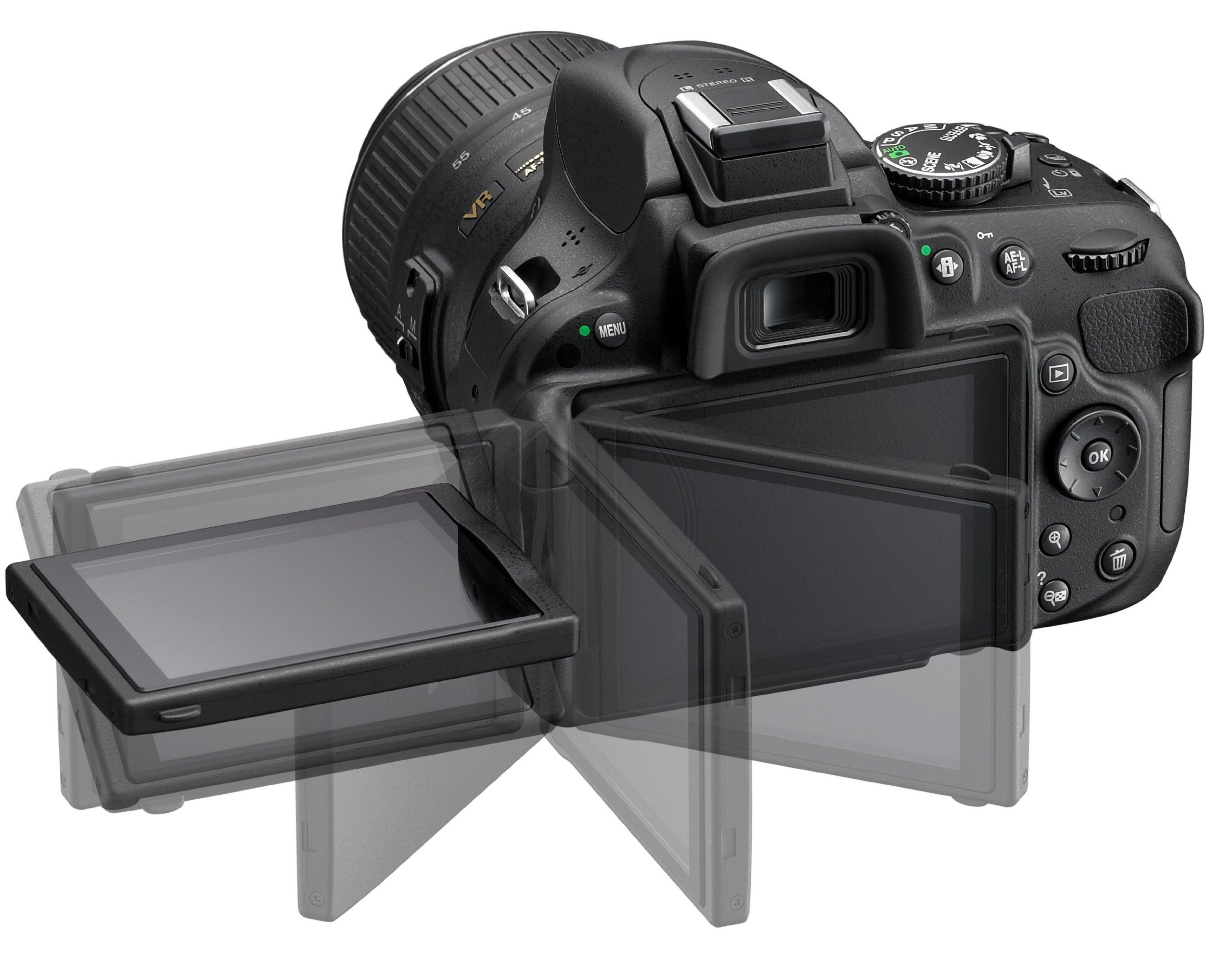 Nikon D5200 SLR-Digitalkamera 24,1 Megapixel 7,6 cm TFT-Display Full HD HDMI Kit AF-S DX 18-55 mm II Objektiv schwarz