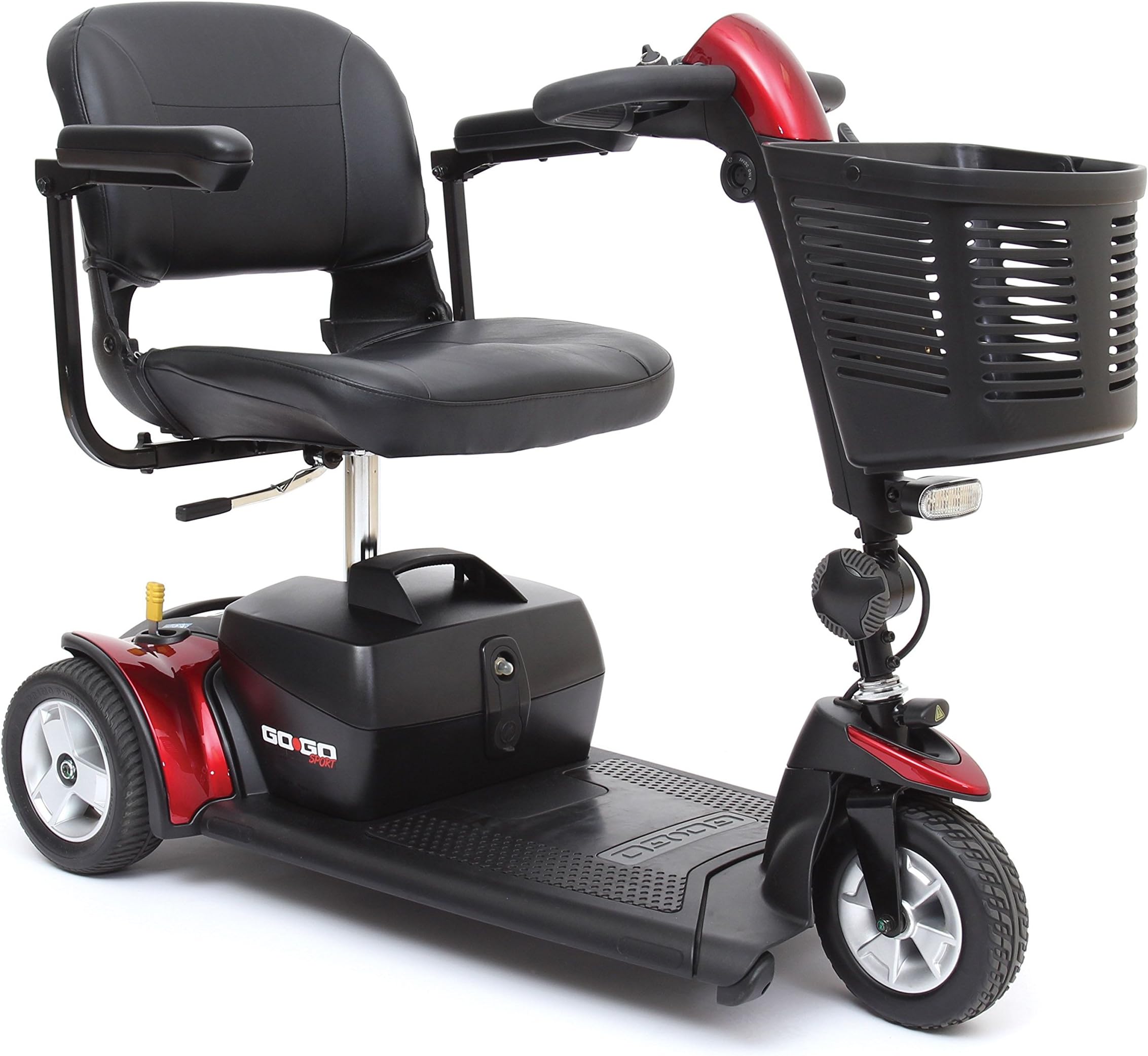 Pride Go-Go Sport 3 Wheel Mobility Scooter - Motorized Electric Medical Carts for Seniors, Handicapped, or Disabled Adults with Free Challenger Mobility Accessory