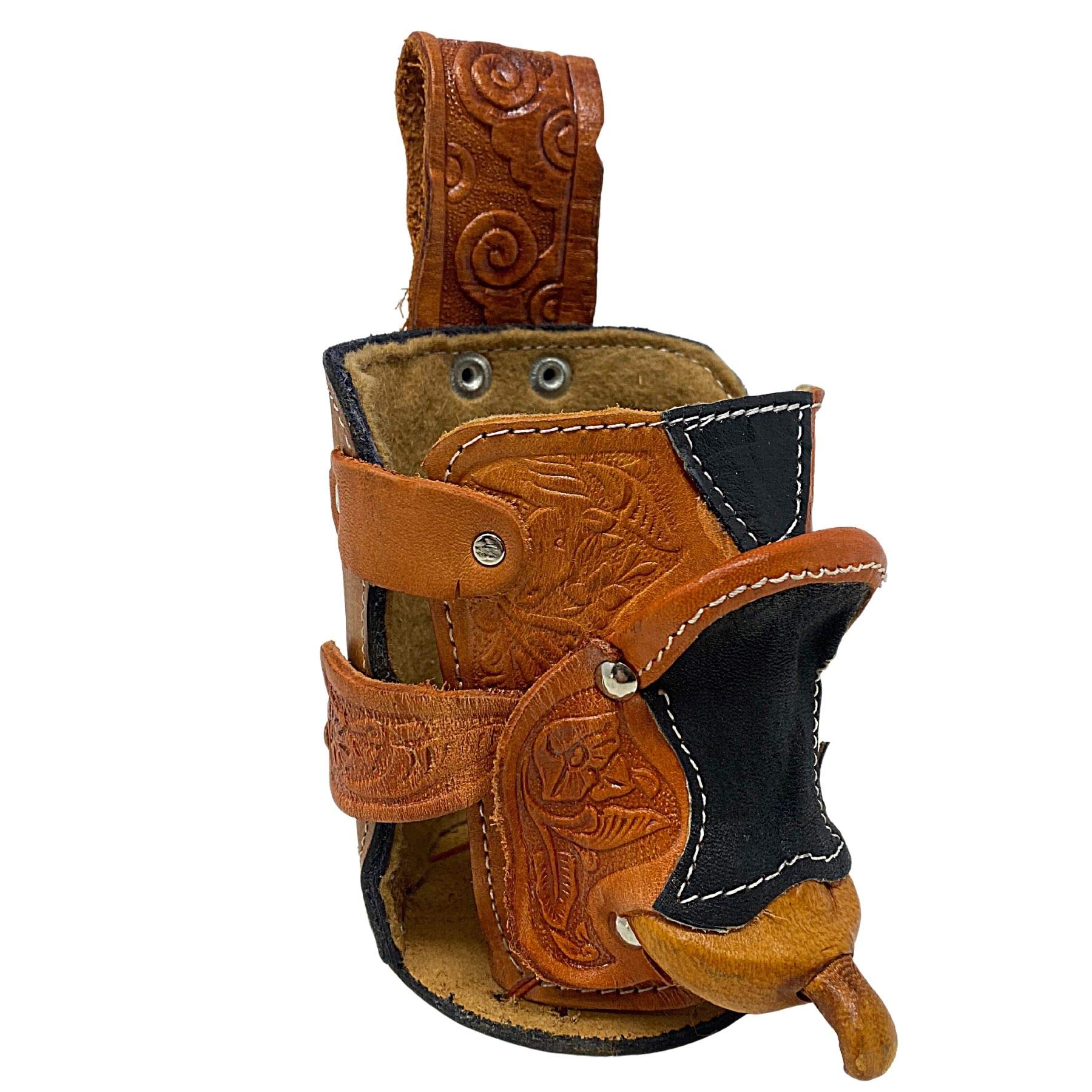 Needzo Can Holders for Beer, Belt Loop Genuine Leather Saddle Drink Carrier, Portable Beverage Holder, Western Holster, 12 oz, 6.5 Inches