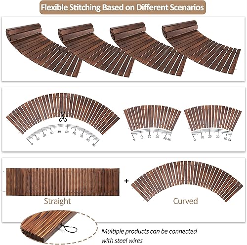 Miniatura 4 de Spurgehom Camino de jardín de madera de 8 pies, pasarela curvada para exteriores, camino de suelo de cedro, camino decorativo para césped, patio,