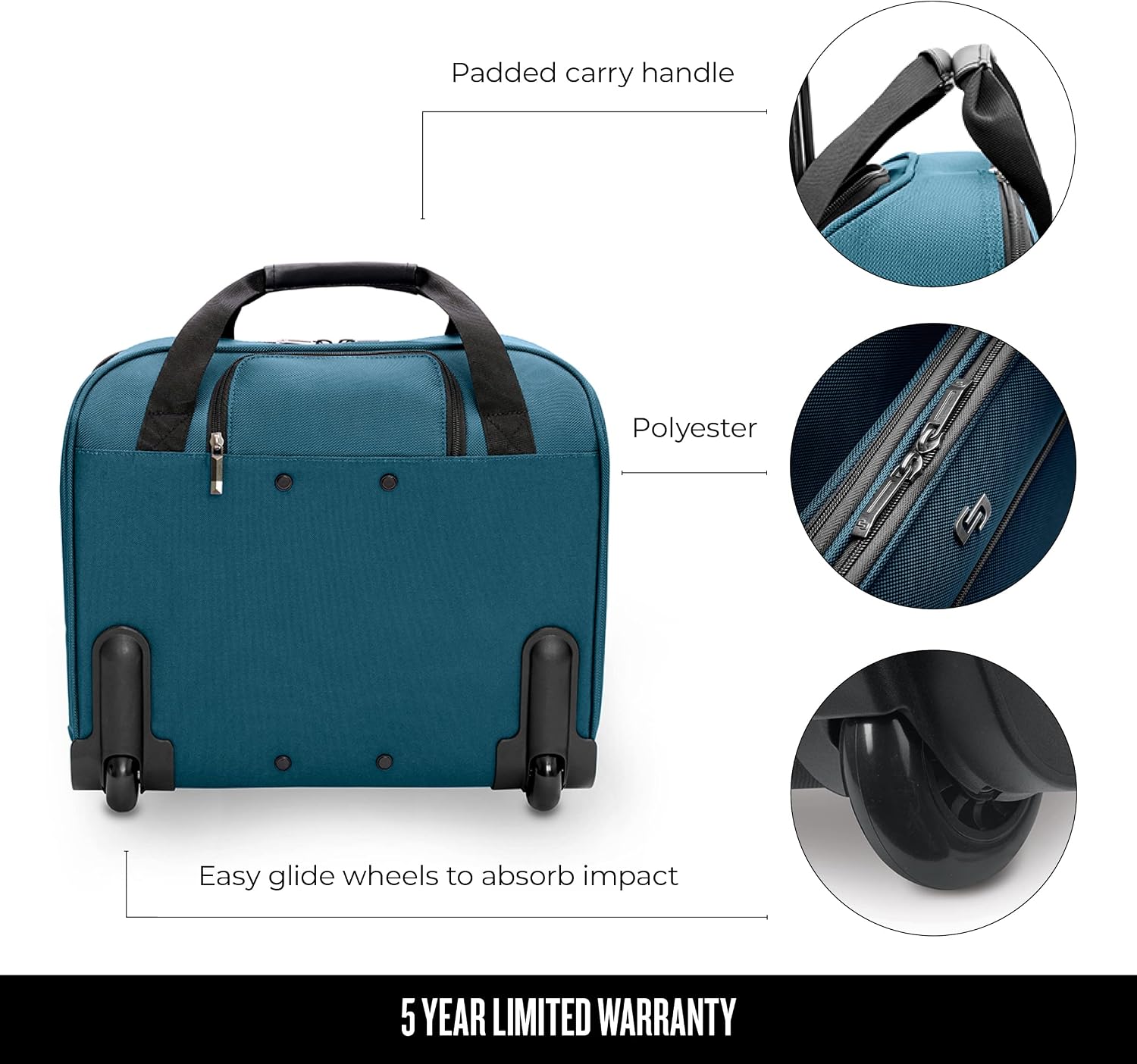 Solo Bryant Rolling Laptop Bag, Lagoon