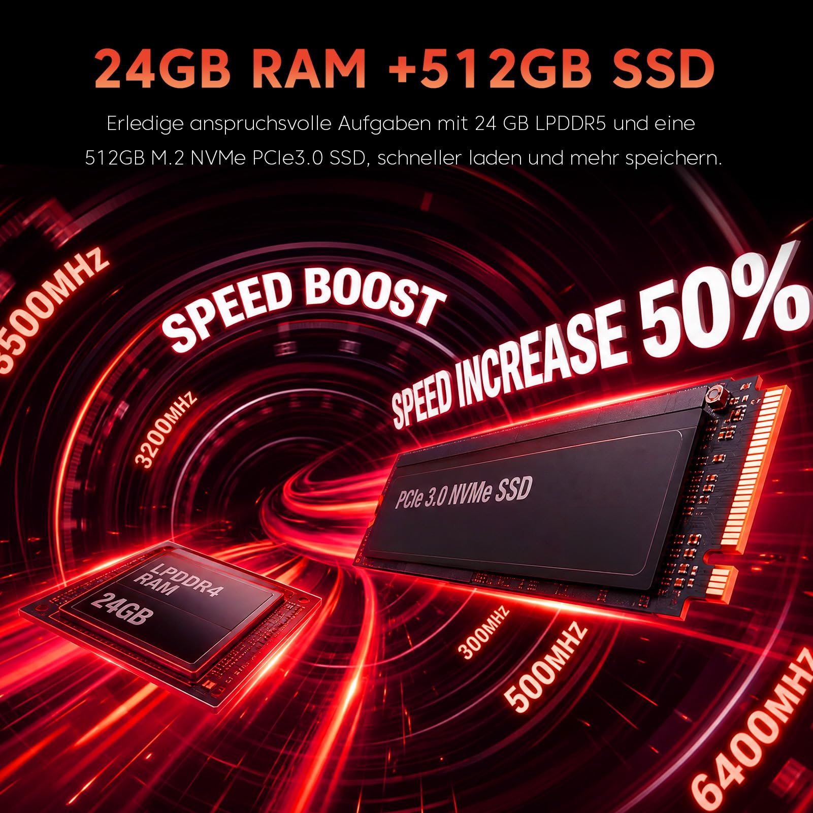 Gaming Laptop Ryzen 7 H255 Bis zu 4,9 GHz 24GB Ram LPDDR5 4800MHz