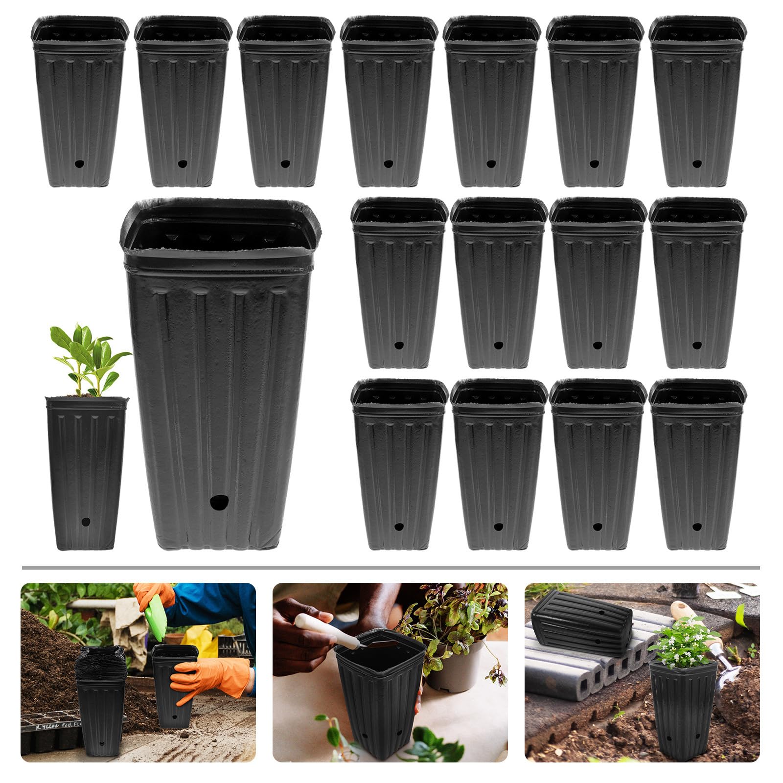 MAGICLULU Macetas Altas para Vivero de Plantas Protección de Raíces y Diseño Multipropósito, 30 Piezas de PP para Cultivo de Flores y Frutas en Jardinería