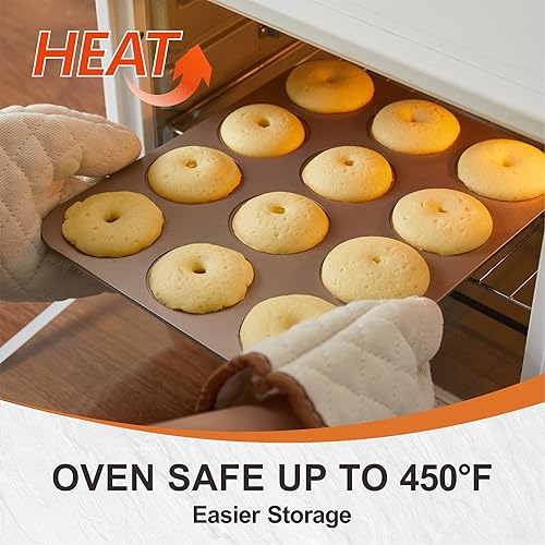 Miniatura 5 de for Oven Baking, 3 * 4 Gold Cavity Non-Stick Pattern Doughnut Bakeware Tray