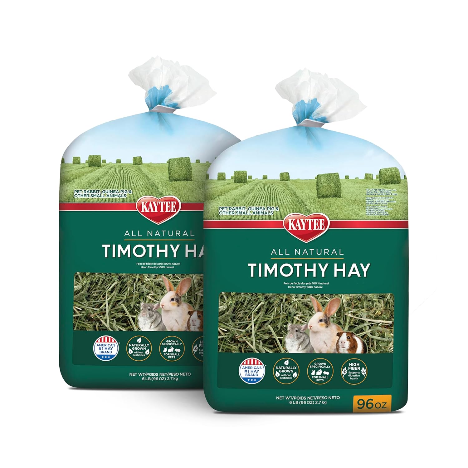 Kaytee Timothy Hay High Fiber Grown Specifically for Small Animals Rabbits Guinea Pigs Chinchillas Ideal Bulk Order for