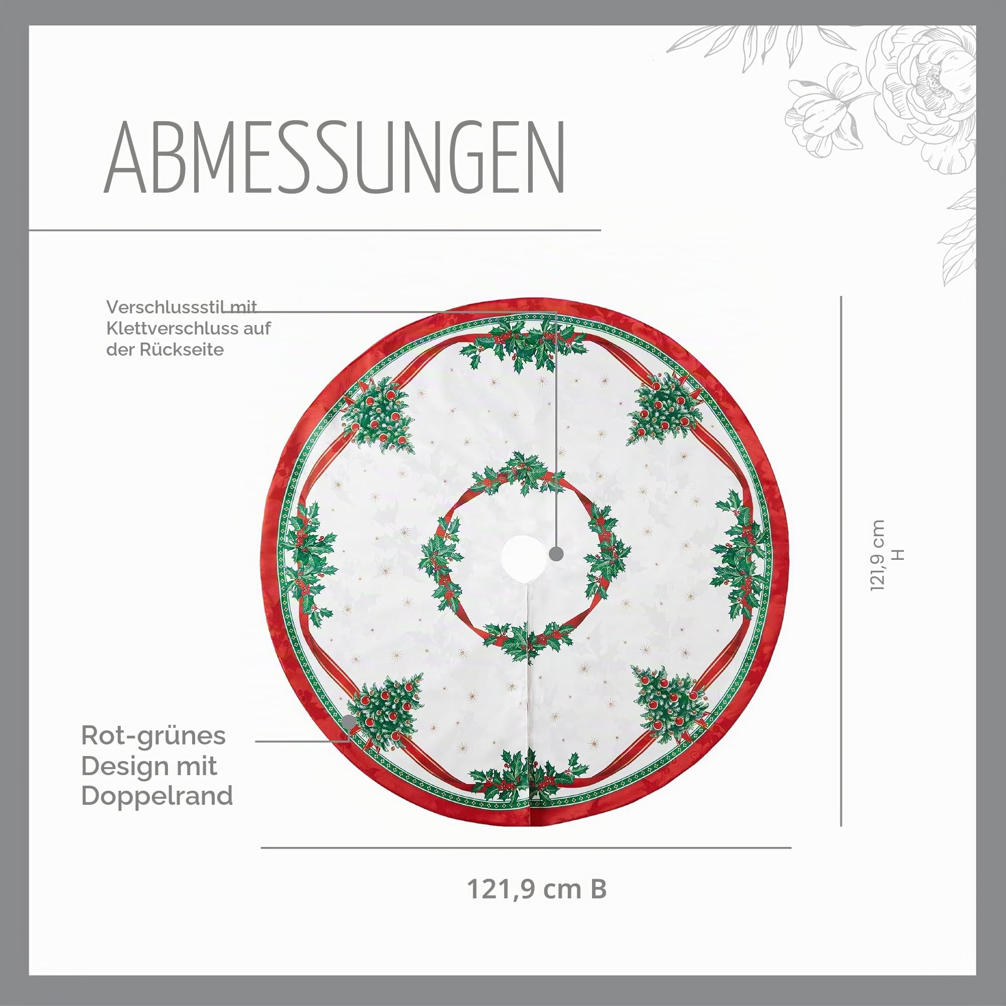 Elrene Home Fashions Villeroy & Boch Toy's Delight Weihnachtsbaumrock, rund, 121,9 x 121,9 cm