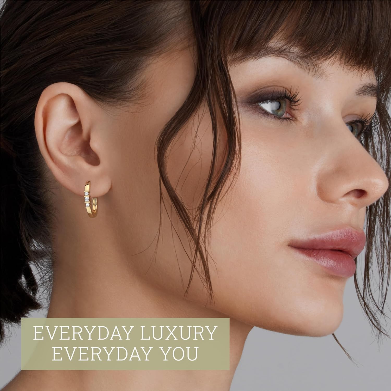 Itsy Bitsy by Gilded 14KT Gold Plated Sterling Silver Diamond Hoop Earrings, 1/6 CTTW, SI1 F-Color Lab Grown Diamond