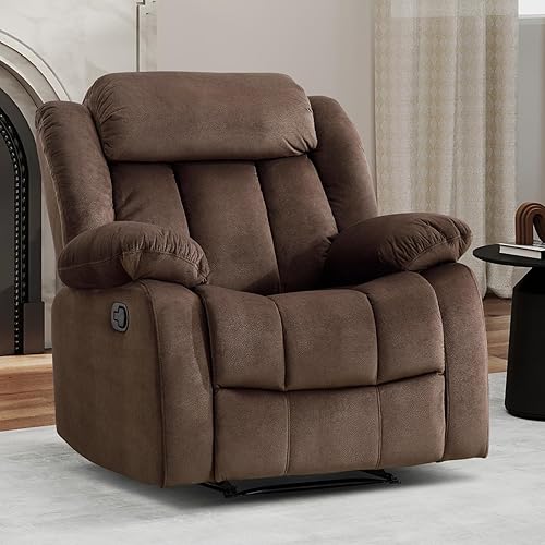 Miniatura 7 de EBELLO Silla reclinable manual, sofá reclinable clásico y de tela con brazos y respaldo sobrerellenos para sala de estar, dormitorio, color marrón