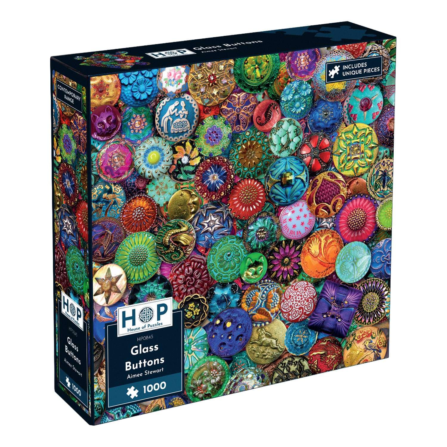 The House of Puzzles Glass Buttons 1000 Piece Puzzle | Jigsaw for Adults with Rainbow Button Details | Challenging Jigsaws with Art by Aimee Stewart | Impossible Challenge & Gifts for Adult Puzzlers