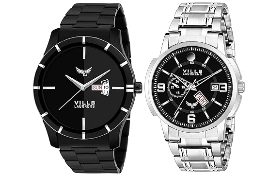 VILLS LAURRENS Casual Analogue Mens Watch(Black Dial Black Colored Strap)-VL-1114+1190