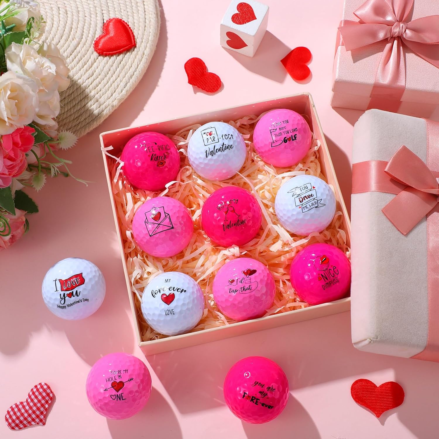 12 Pcs Golf Valentine's Day Gifts for Men Women Funny Golf Balls Set for Dad Mom Husband Grandpa Golfers Lovers Happy Anniversary Valentine's Day Gifts - Image 2