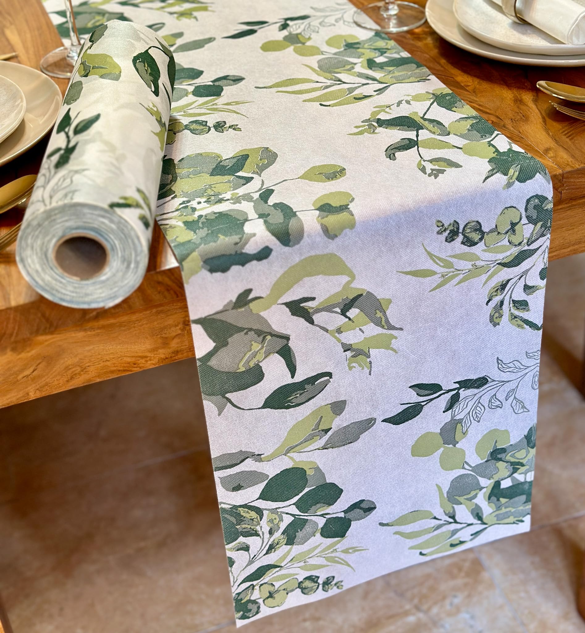 NATUARTE, Table Runner Green Eucalyptus, Non woven fabric of 25M x 30CM, Table Decoration - Image 4