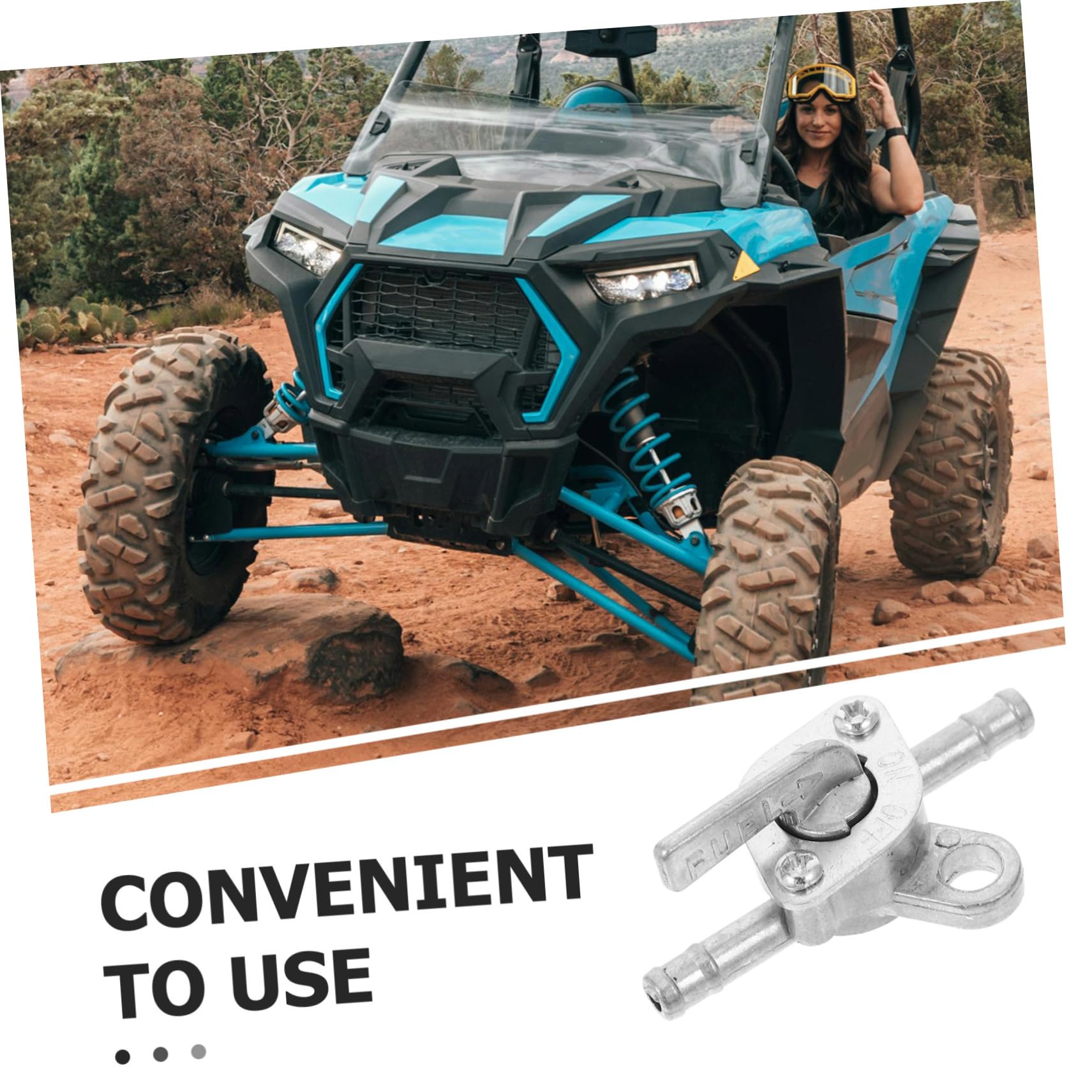 Interruttore Rubinetto Benzina 3 Pezzi Metallo Argento Resistente Corrosione Moto Quad Go Kart