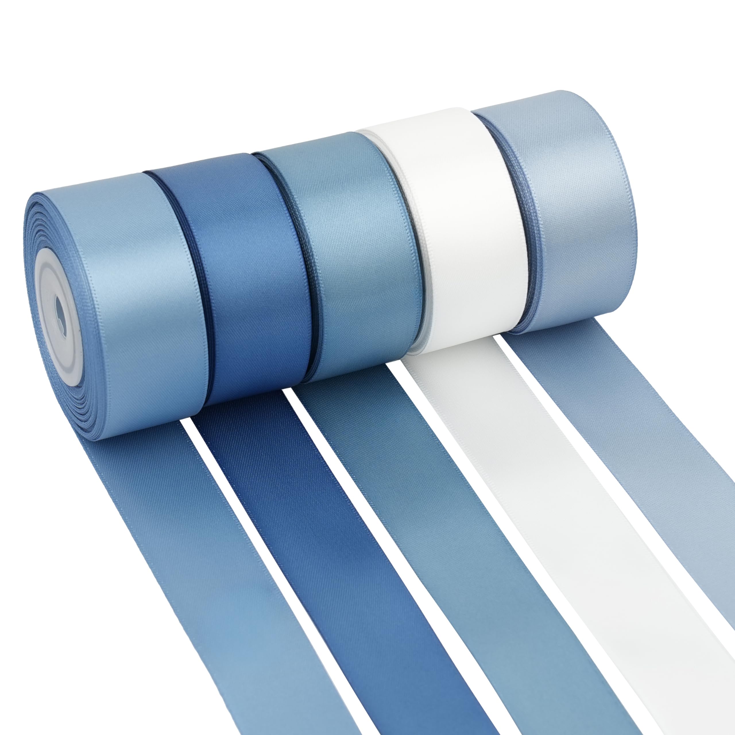 Amazon.com: DINDOSAL Dusty Blue Ribbon 1 Inch Satin Ribbon 5 Rolls Assortment French Blue Ribbon ...