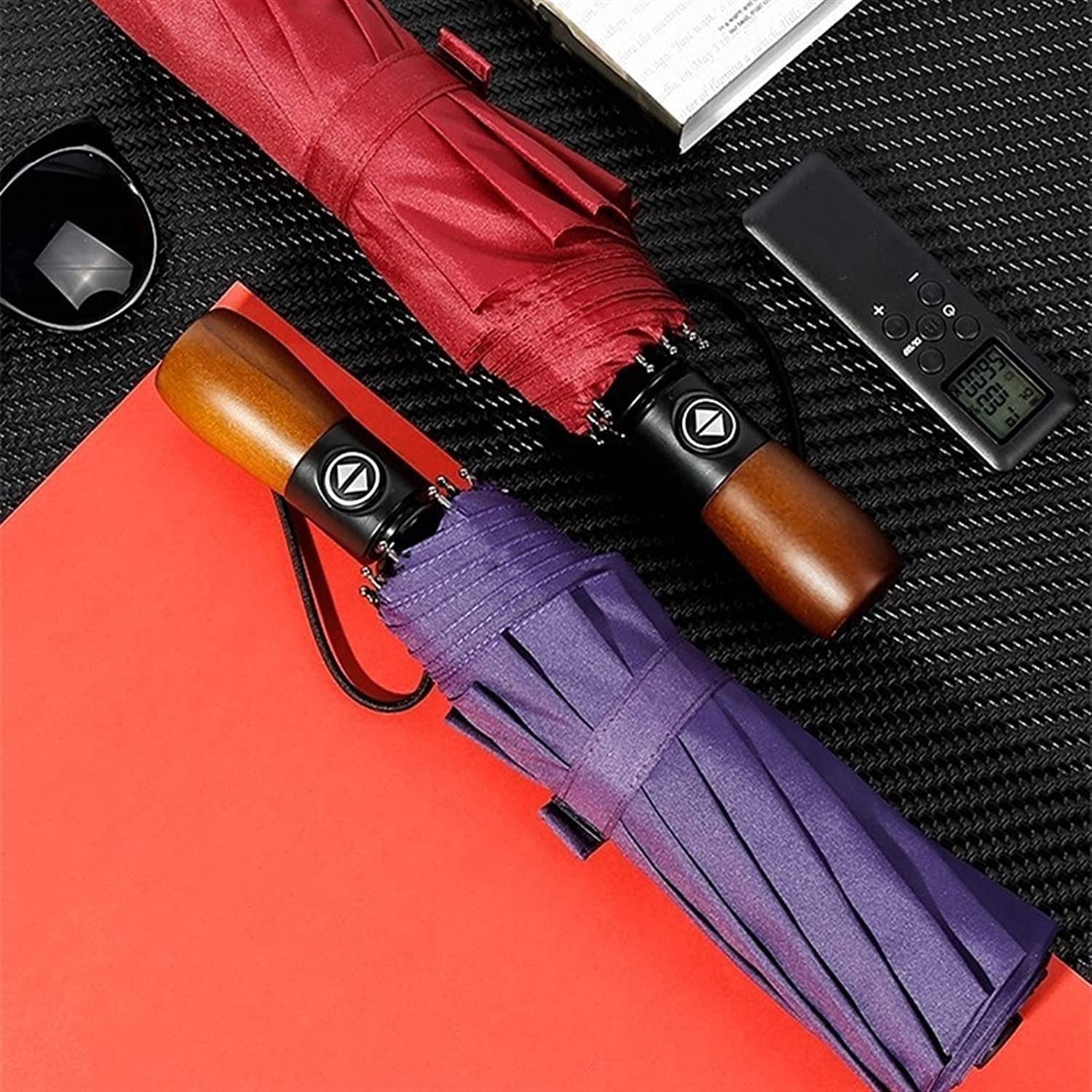 CMBSSTFC Parapluie Parapluie Parapluies Pliants Compacts pour Hommes Femmes, Parapluie De Voyage À Ouverture Fermeture Automatiques Portables (Bleu : Rosso)
