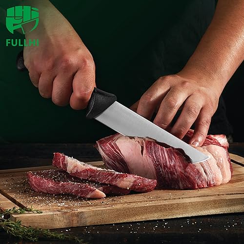 Miniatura 3 de FULLHI Juego de cuchillos de carnicero de 11 piezas, cuchillo de carnicero antideslizante de acero inoxidable alemán, juego de procesamiento de