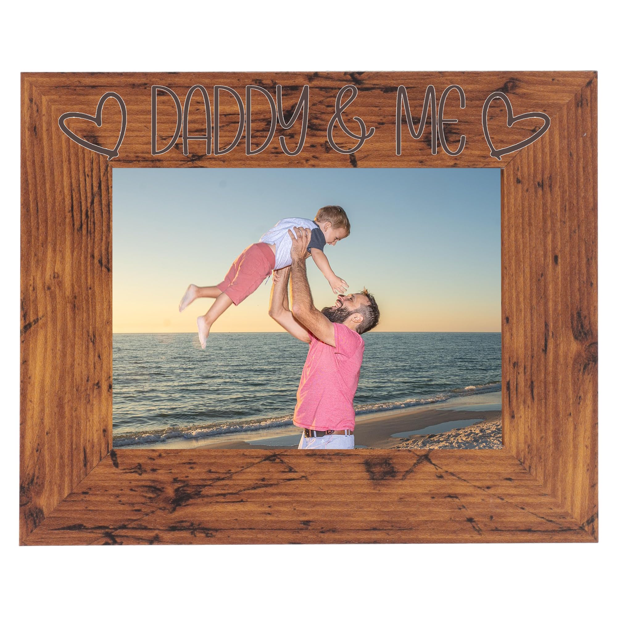 Daddy and Me Photo Frame - Best Dad Photo Frame, Dad and Daughter, Father and Son Photoframes - I Love My Daddy Gifts (Rustic 5 x 7 Landscape)