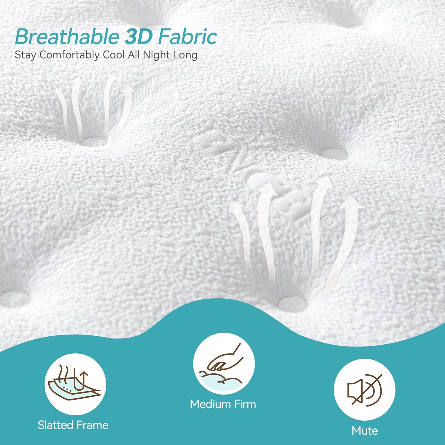 Doublelife King Size Mattress 5FT, 11 Inch Extra Thick Gel Memory Foam 9 Zone Orthopedic Mattress, Breathable Foam with Individually Pocket Spring, Motion Isolation(150x200x28cm) image 2