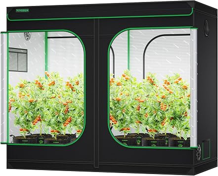 VIVOSUN 96"X48"X80" Mylar Cultivated Indoor Plant Grow Tent on Observation Window or Floor Tray for Growing 4x8 96"X48"X80"
