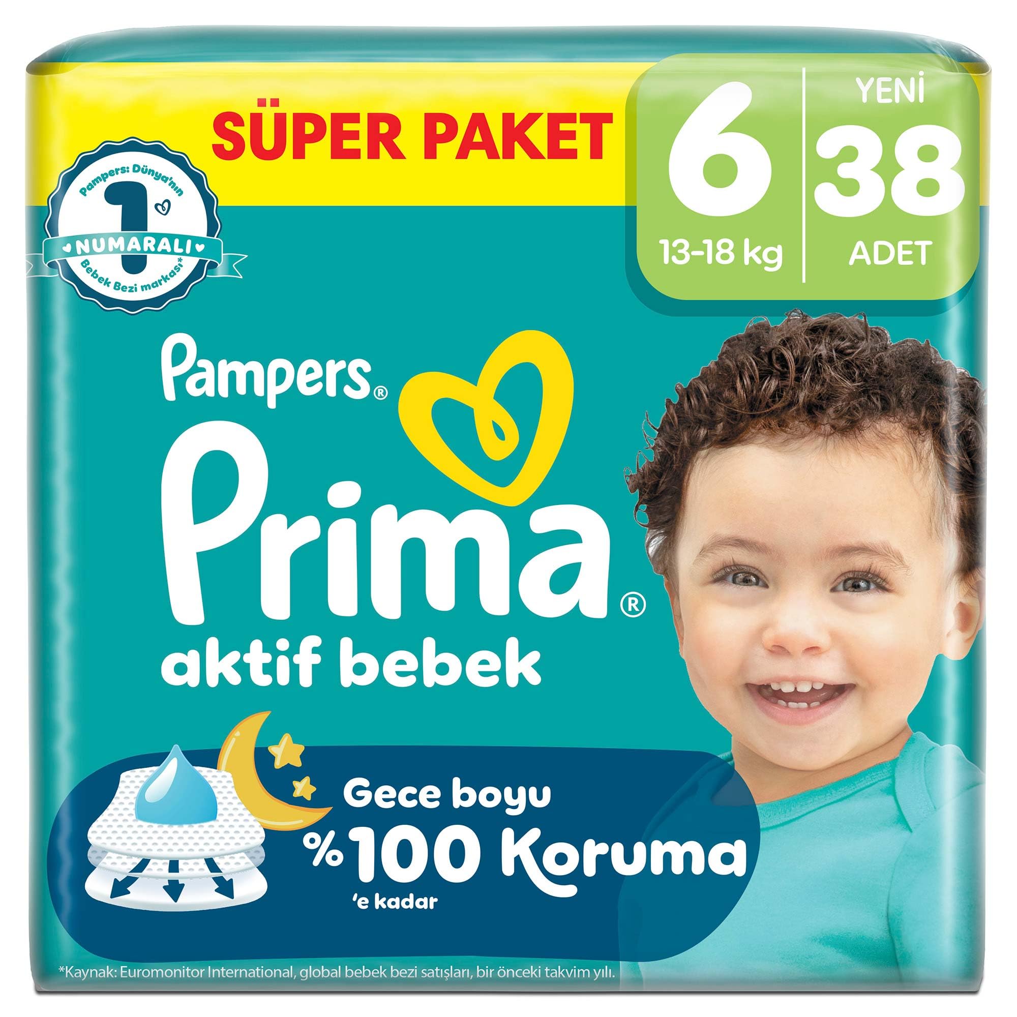 Prima Aktif Bebek Süper Paket 6 Beden 38 Adet