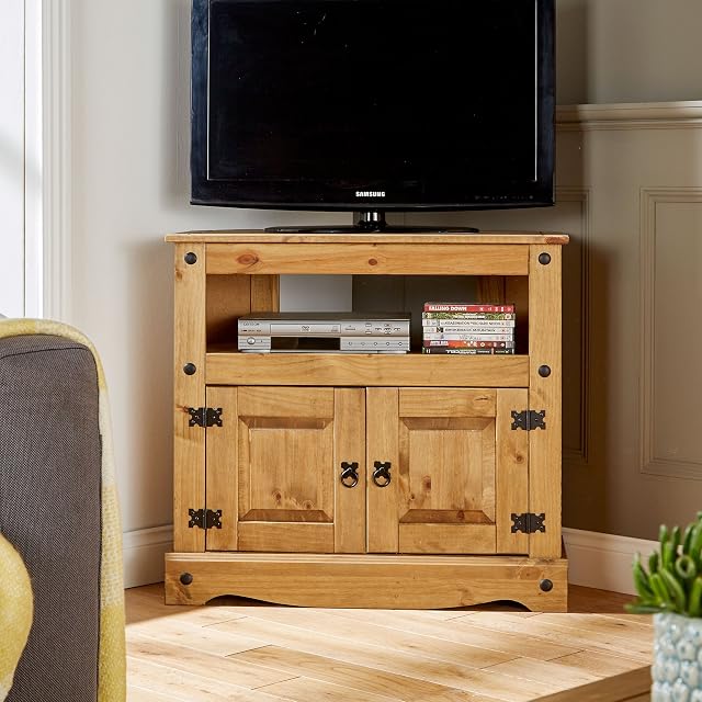 Corona TV Stand Pine 2 Door Television Cabinet Corner Unit Mexican Solid Wood