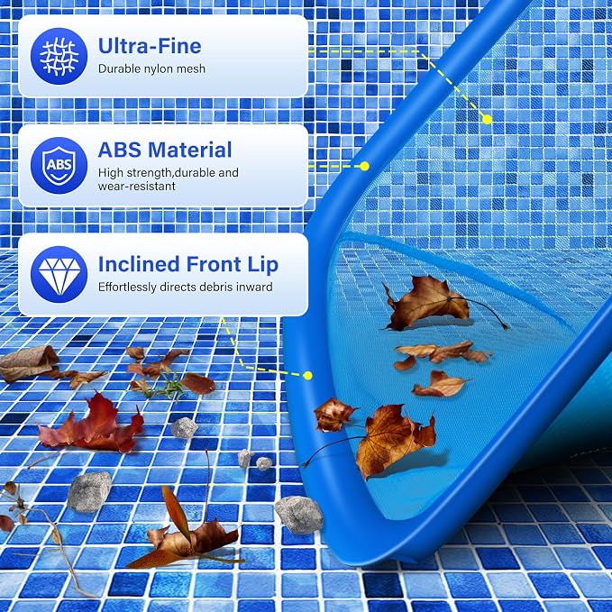 Kit de limpieza para piscina con red y cepillo miniatura 4