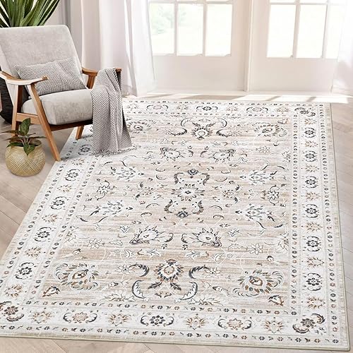 FairOnly Alfombra lavable a máquina de 9 x 12 pulgadas, diseño vintage con alfombras antideslizantes para sala de estar, dormitorio, alfombra con