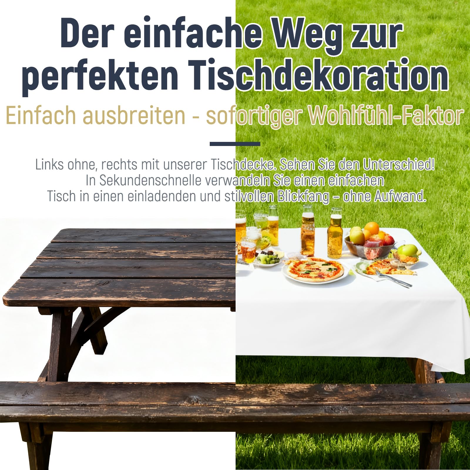 YMHPRIDE Paquete de 6 Manteles de Mesa Blanco Rectangular 110 x 260 cm, Mantel de Poliéster Antiarrugas y Lavable a Máquina, para Mesa de Cervecero/Mesa Plegable, Bodas, Fiestas y Banquetes