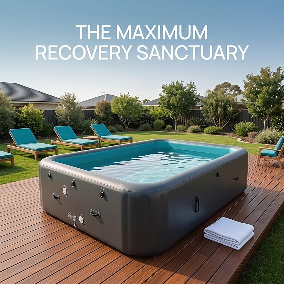 Large Drop Stitch Inflatable Swimming Pool for Backyard, 10FT x 6.5FT x 4FT Rectangular Inflatable Pool for Backyard Garden Parties